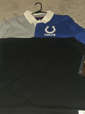 Tommy Hilfiger Black Tee with Red NFL Logo and White Label Rugby Style Xxl Colts